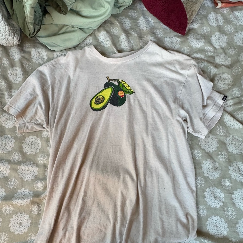 Vans White T-Shirt with Avocado Graphic
